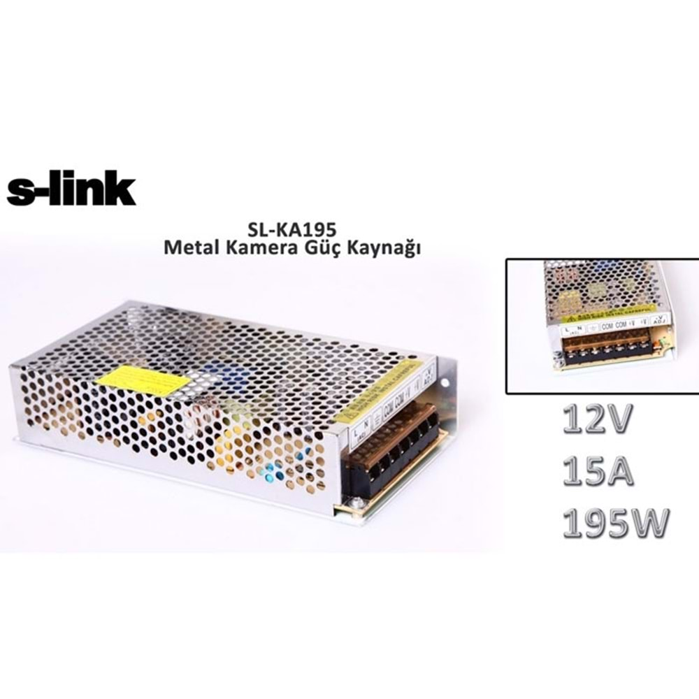 S-link SL-KA200 12V 15A 195W Metal Kamera Güç Kaynağı