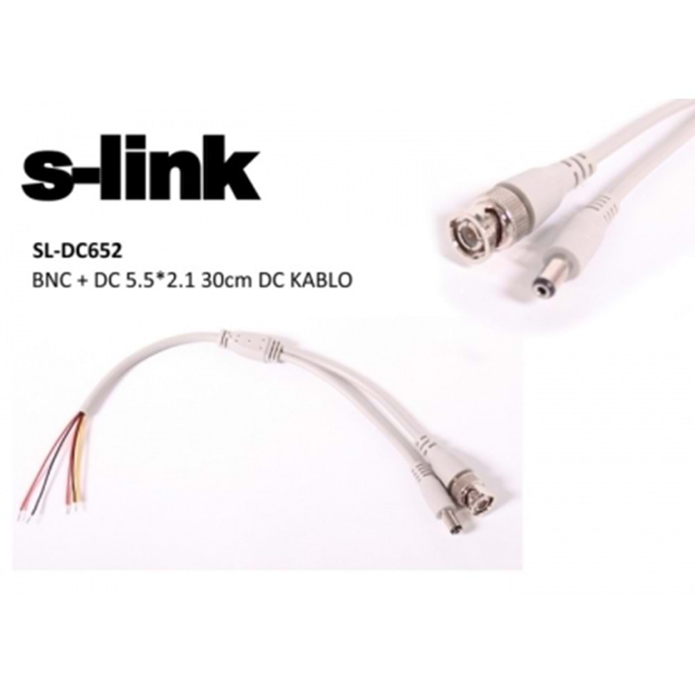 S-link SL-DC562 BNC+DC5.5*2.1 0,30 CM DC Kablo