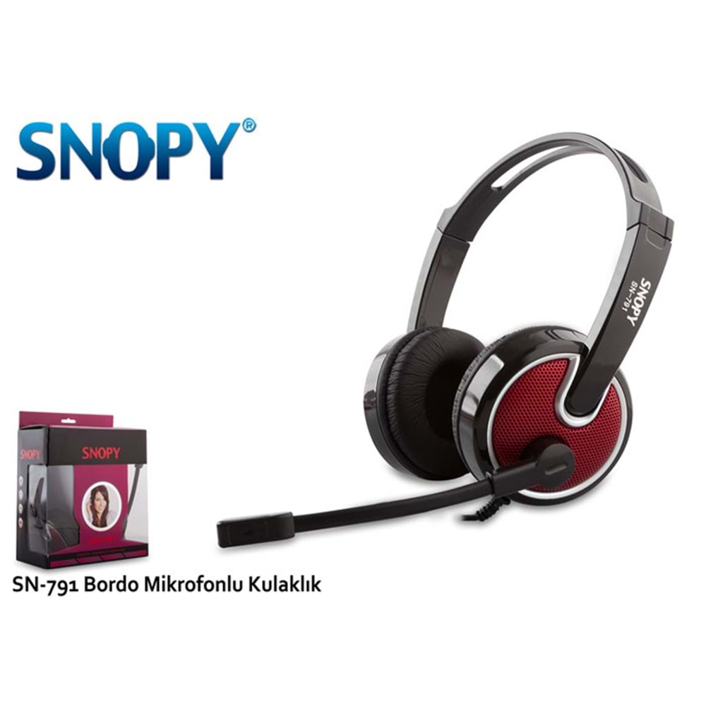 Snopy SN-791 Bordo Mikrofonlu Kulaklık