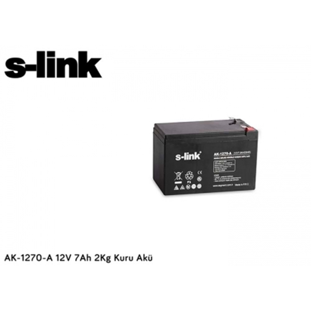 S-link AK-1270-A 12V 7Ah 2Kg Kuru Akü