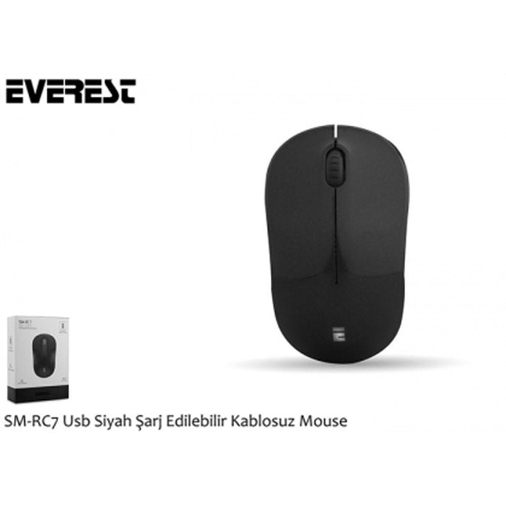 Everest SM-RC7 Usb Siyah Şarj Edilebilir Kablosuz Mouse