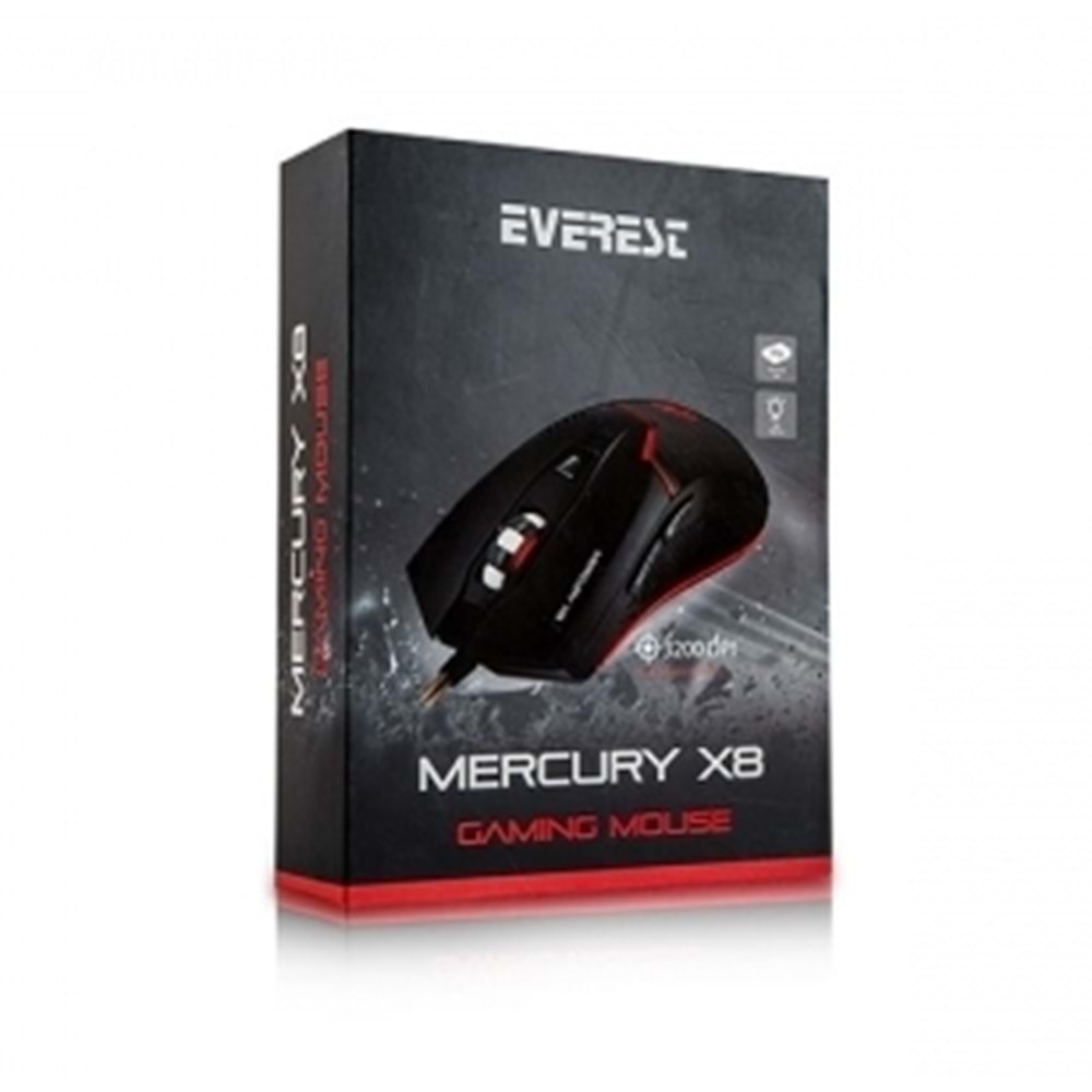 Everest Mercury X8 Usb Siyah 6D Optik Oyun Mouse