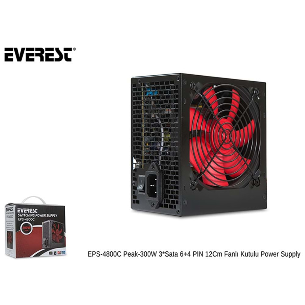 Everest EPS-4800C Peak-300W 3*Sata 6+4 PIN 12Cm Fanlı Power Supply