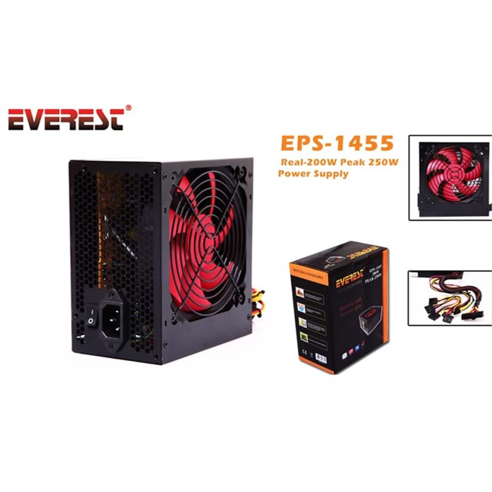 Everest EPS-1455 Peak-250W 12cm Fanlı 2 adet SATA Power Supply