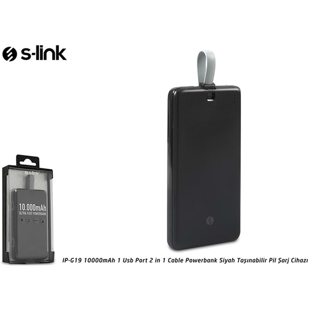 S-link IP-G10 10000mAh 1 Usb Port 2 in 1 Kablo Powerbank