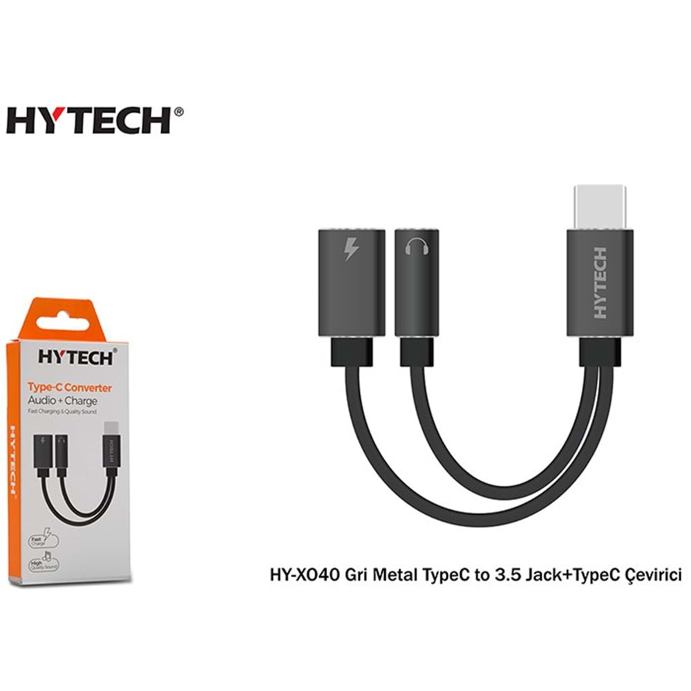 Hytech HY-XO40 Gri TypeC to 3.5 jack+TypeC Metal Çevirici