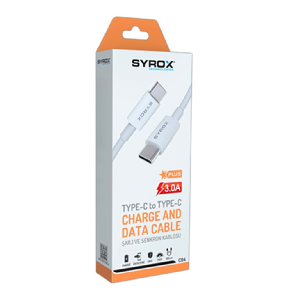 Syrox C94 Type-C to Type-C Şarj ve Data Kablosu