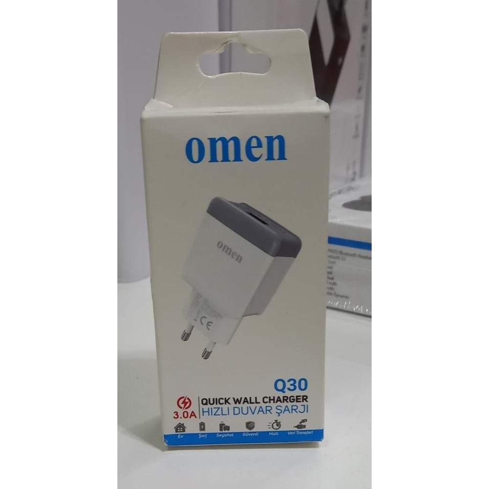 Omen Q30 3a Hızlı Şarj Duvar Tipi Adaptör