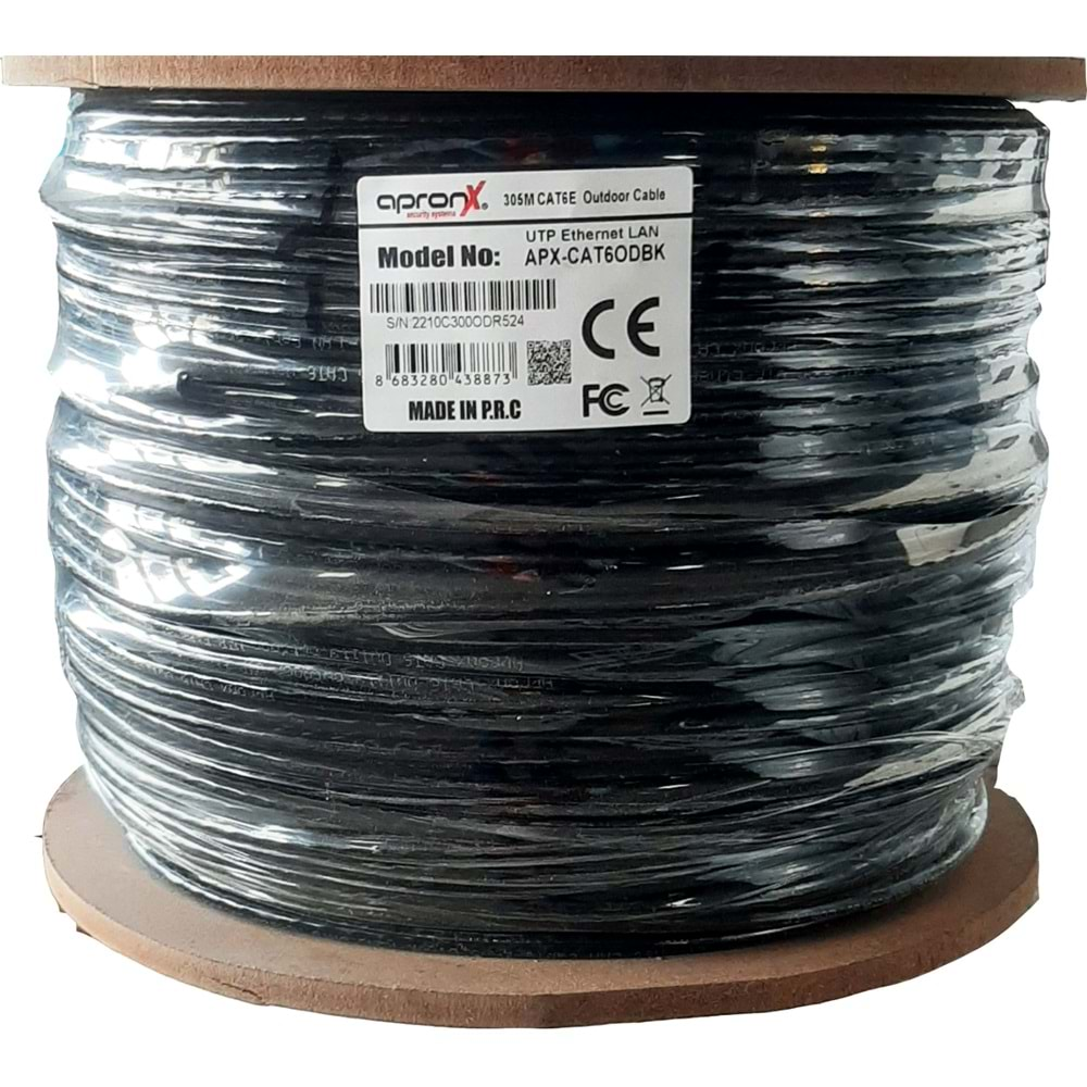 Apronx Cat6 23AWG 305m Dış Ortam 0,57mm Siyah ve Mavi