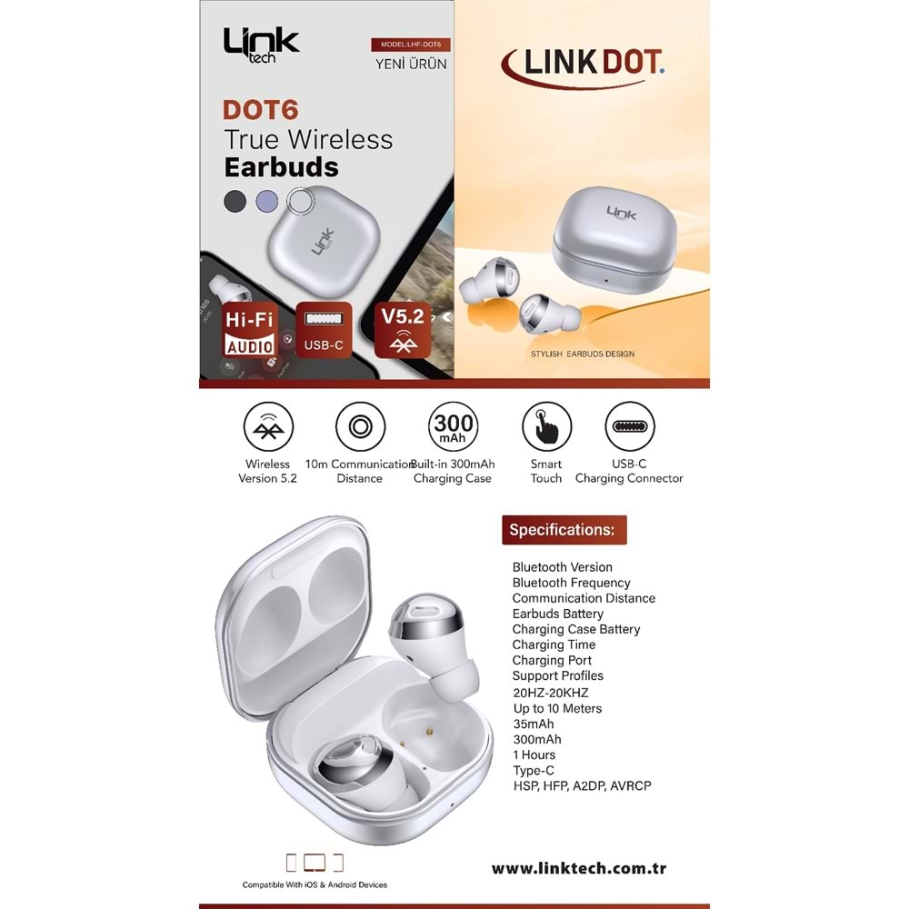 LinkTech DOT6 Sport Bluetooth 5.2v Kulaklık