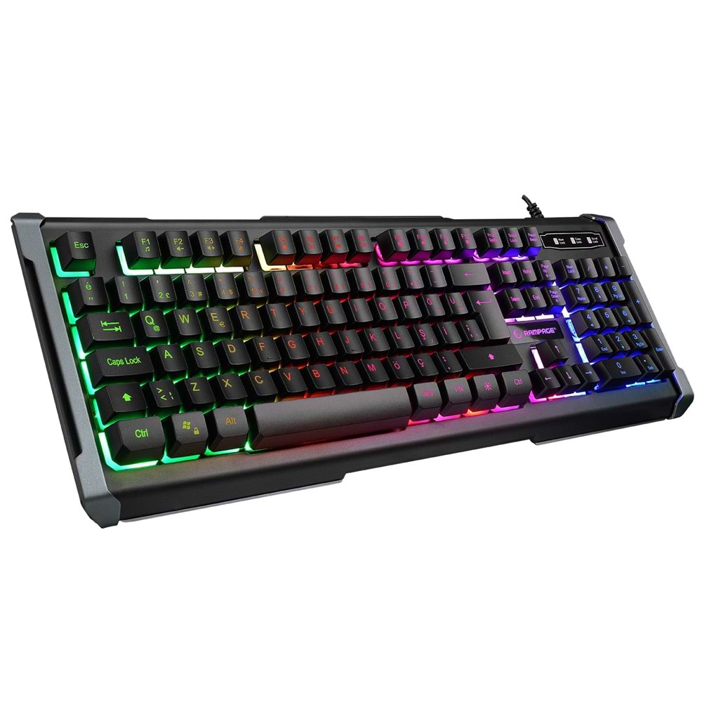 Rampage KB-R21 CYBER Siyah USB Rainbow Backlight Membrane Gaming Oyuncu Klavye