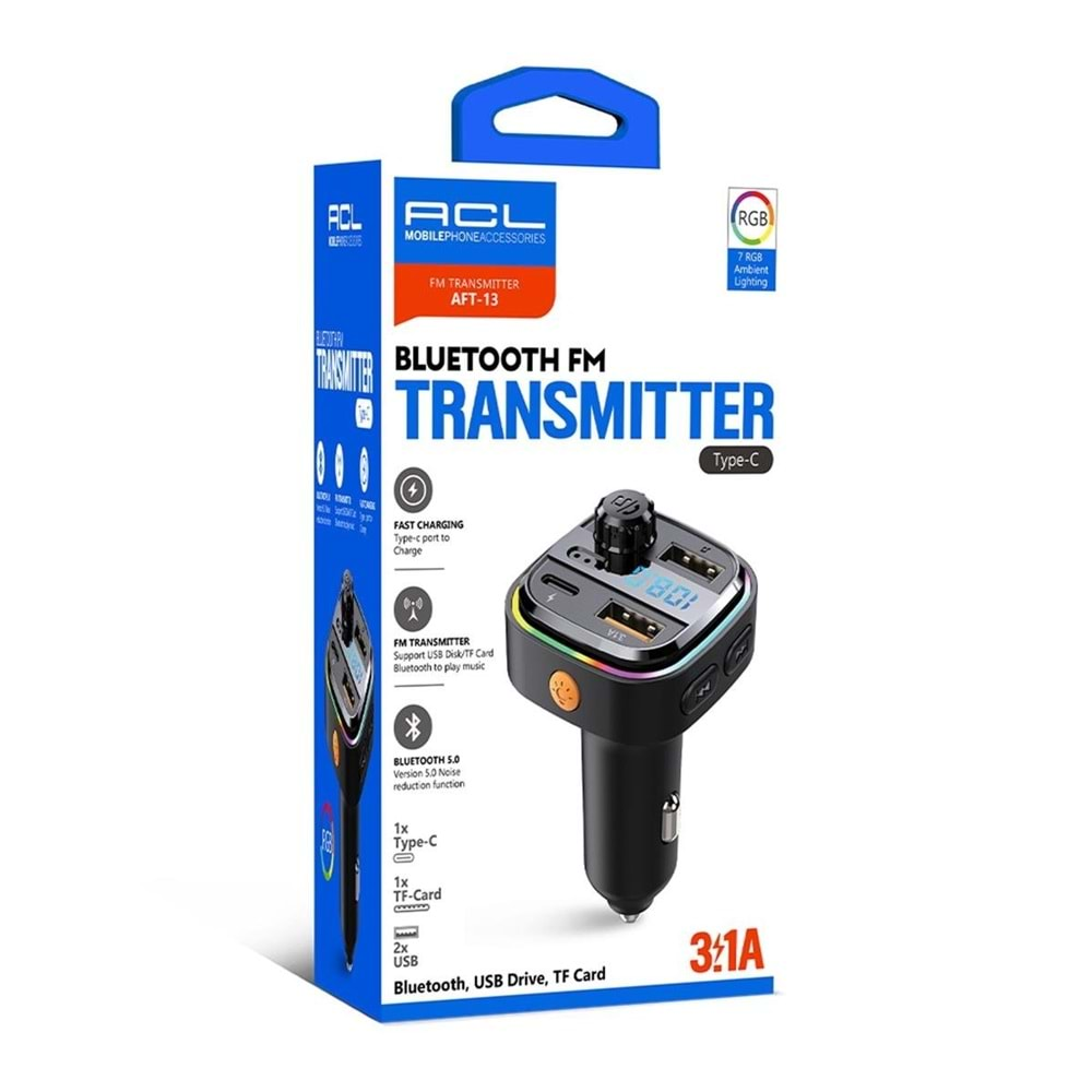 Acl AFT-13 3.1A Pd Tf-Card Bluetooth Fm Transmitter