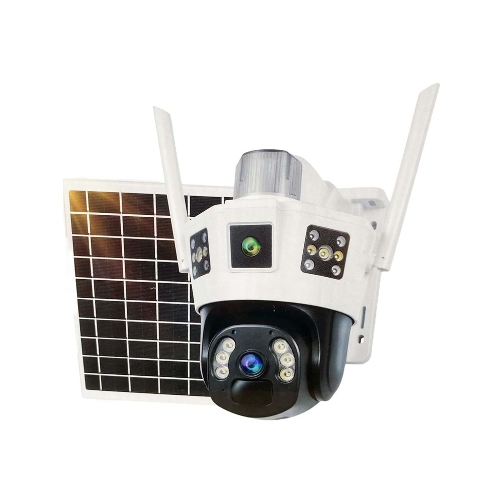 Apronx APX-WSP143 6Mp 3.6mm 4G Solar Çift Kamera 20 Led PTZ