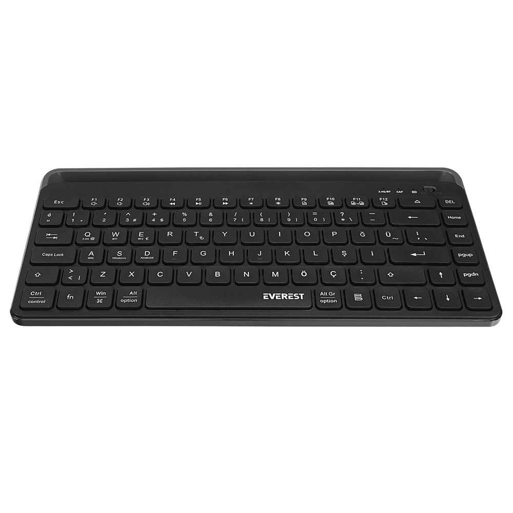 Everest KB-BT66 Siyah 2.4G+BT1+BT2 üçü bir arada 3 in 1 Q Kablosuz klavye