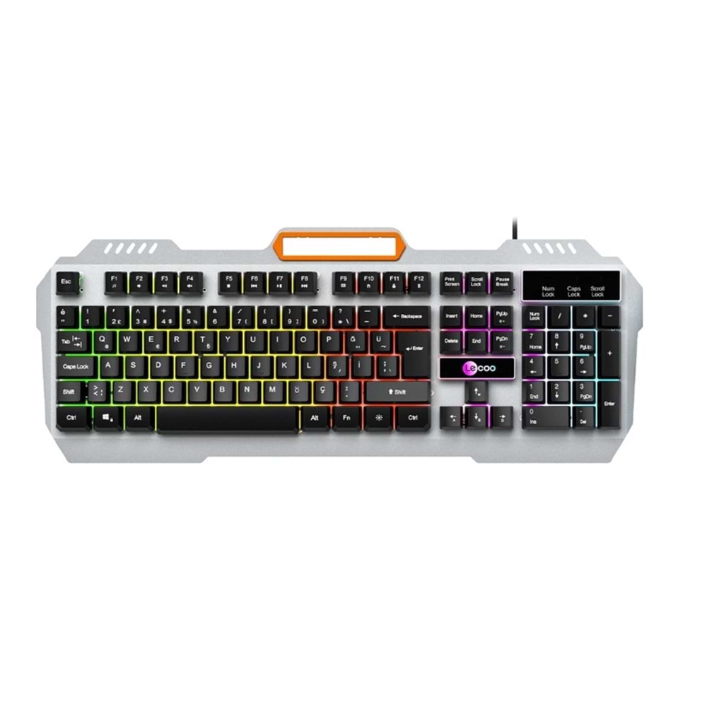 Lecoo KB123 USB Kablolu Mekanik Hisli Rainbow Efektli Gaming Türkçe Q Siyah Klavye