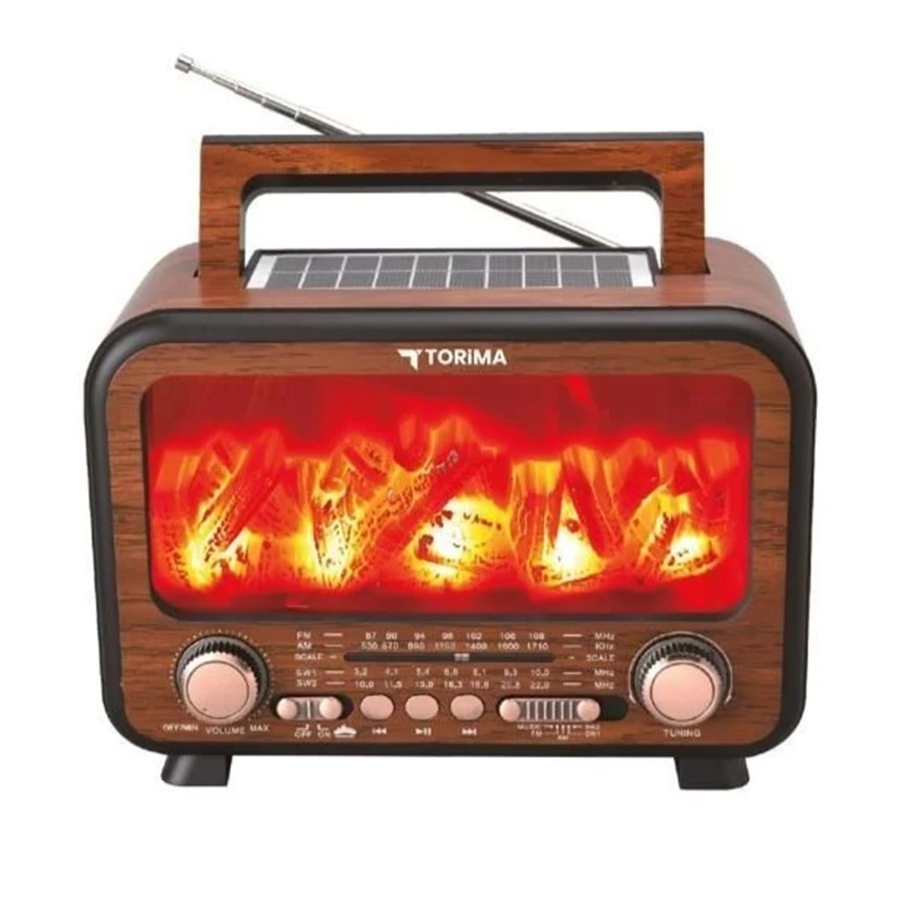 Torima D72 Nostalji Kablosuz Speaker Bluetooth Hoparlör Radyo Solar Panelli