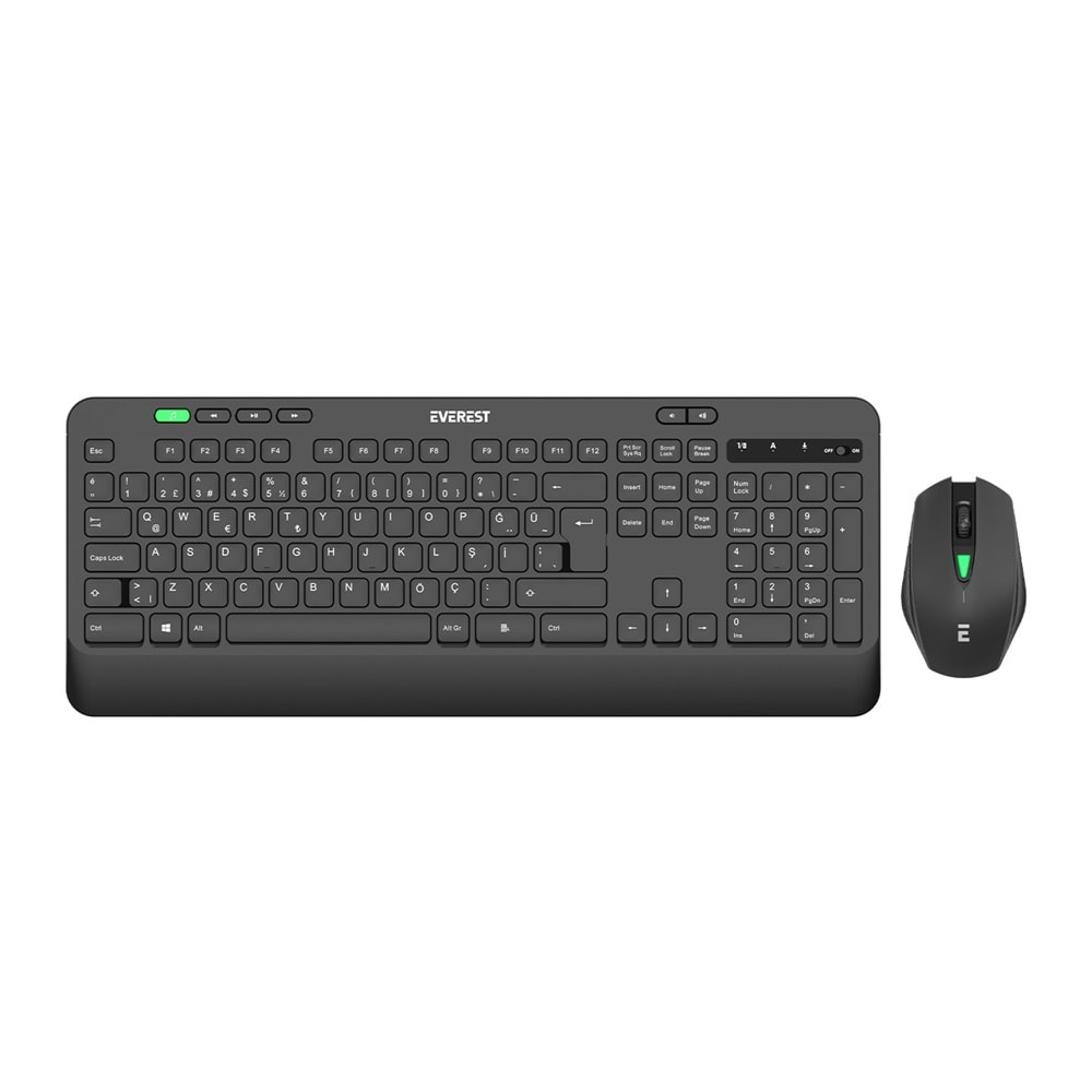 Everest KM-2620 Siyah Usb Sessiz Switch İnce Kablosuz Q Multimedia Klavye + Mouse Set