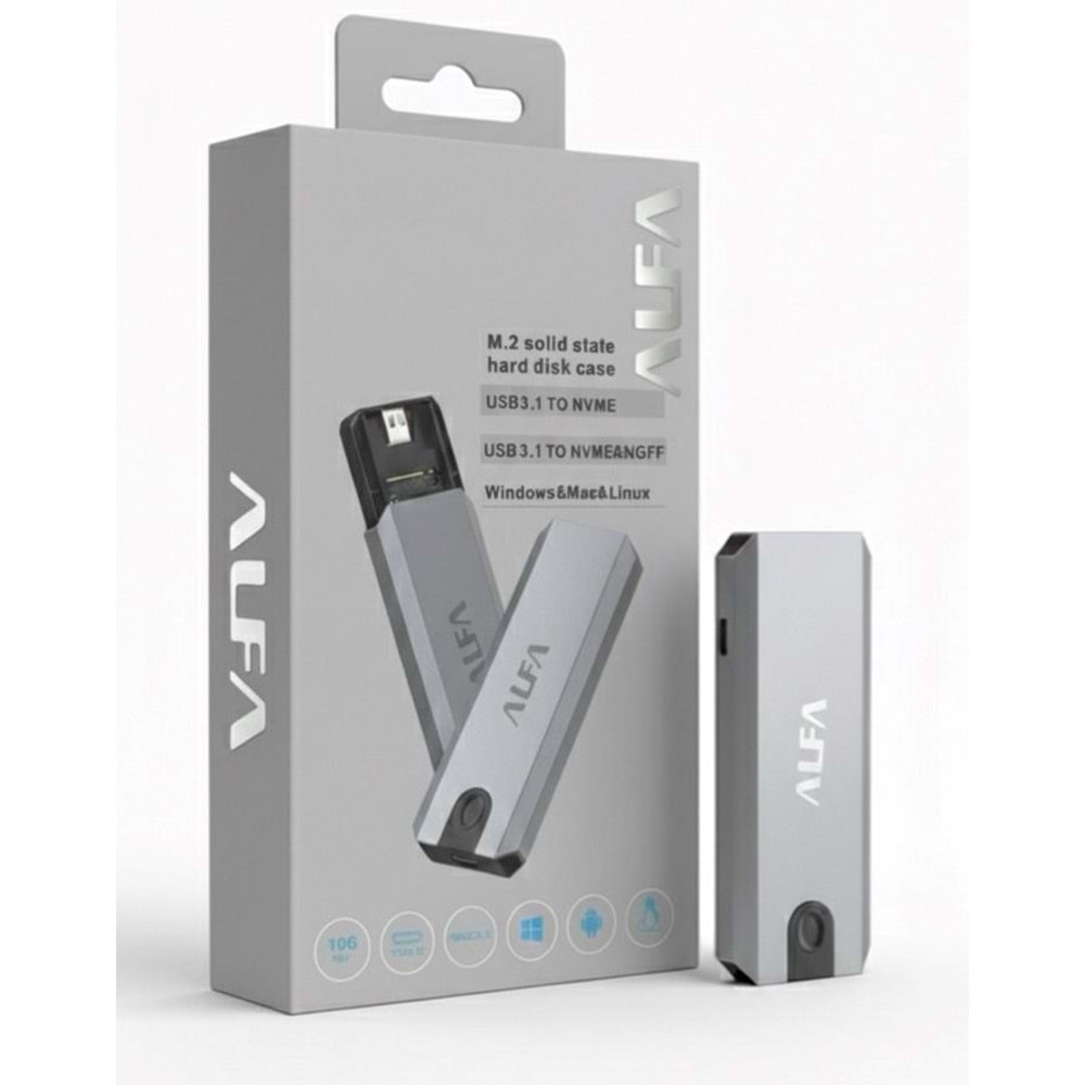 Alfanet An-Hdm2 M2 Nvme Hdd Kutu Metal Lüks
