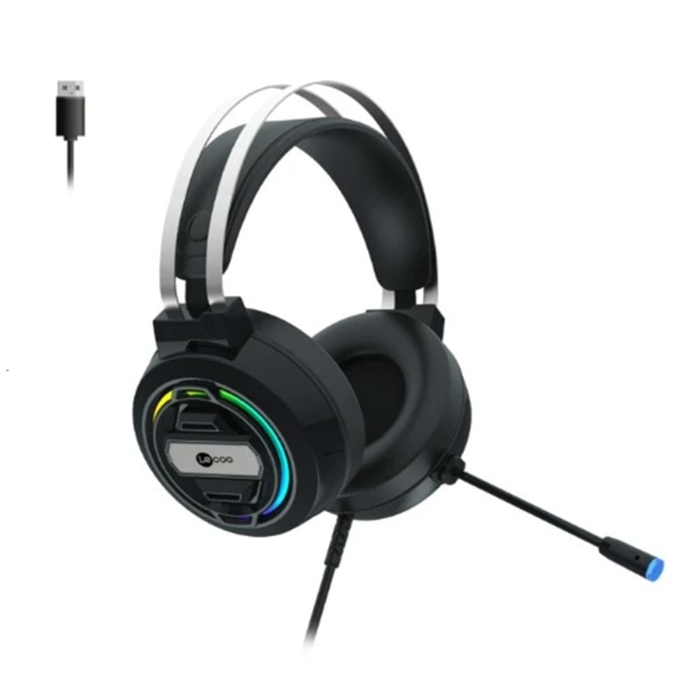 Lecoo HT401 Kablolu USB2.0 RGB LED Aydınlatmalı Kulak Üstü Gaming Kulaklık Siyah