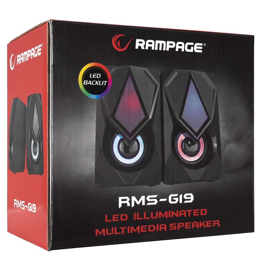 Rampage RMS-G19 2.0 5 Watt LED Işıklı Siyah Multimedia Speaker