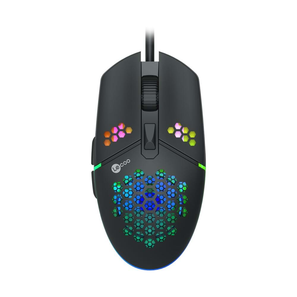 Lecoo MS105 Kablolu RGB LED Aydınlatmalı 3200DPI 6 Tuşlu Oyuncu Mouse Siyah