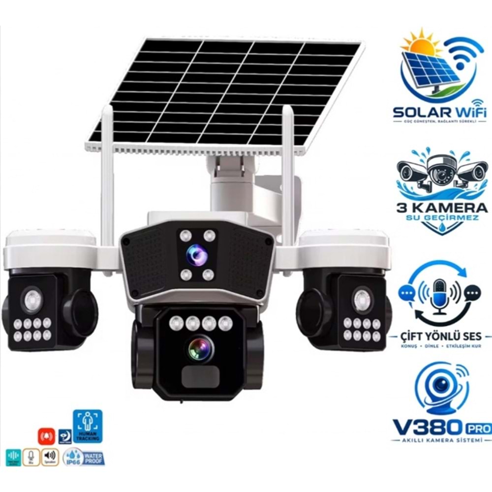 X5 Tech YT-95WS 3Mp+3Mp+3Mp 3 Kameralı Solar Wi-Fi Kamera