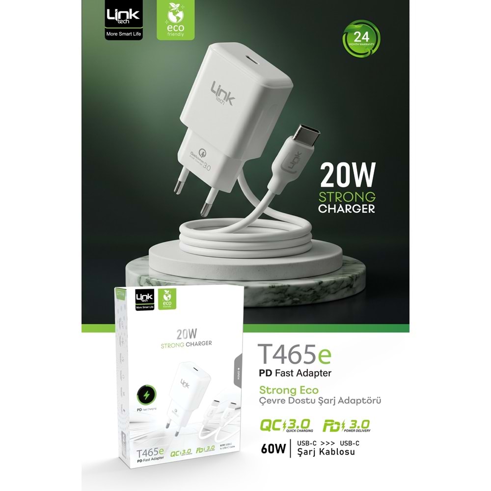 LinkTech T465 20W Pd 3.0 Hızlı Şarj ve 60w Usc to Usc Kablolu Set