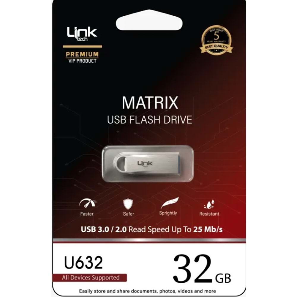 LinkTech U632 Premium Matrix Metal 32GB USB Flash Bellek