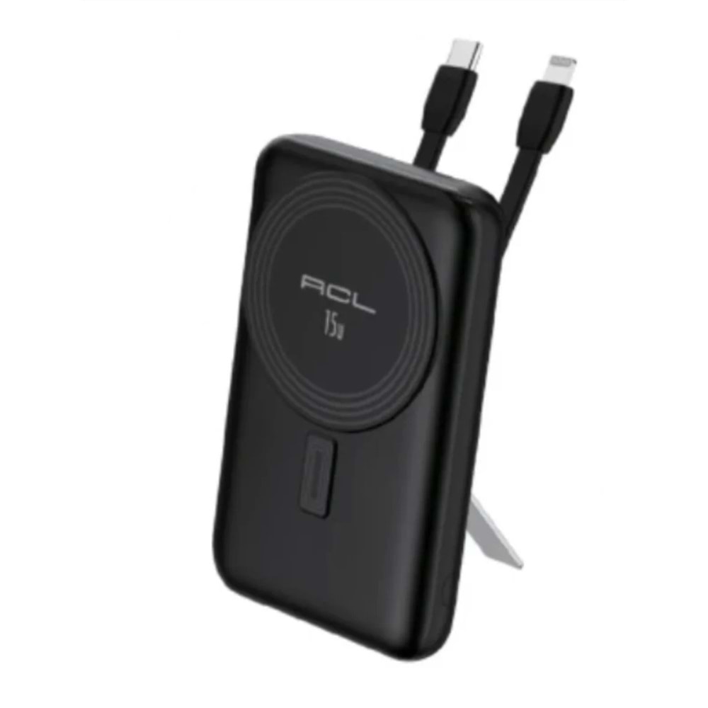 ACL PW-147 10000 mAh Kablolu 20W / Kablosuz 15W PD Hızlı PowerBank Metal Standlı