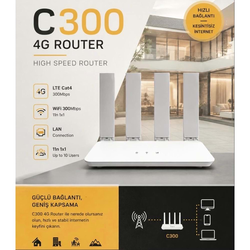 Combo C-300 4G 300Mbps 4 Antenli Modem