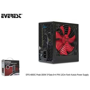 Everest EPS-4800C Peak-300W 3*Sata 6+4 PIN 12Cm Fanlı Power Supply