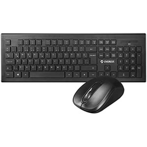 Everest KM-9675 Siyah Kablosuz 1600dpi Q Standart Klavye + Mouse Set