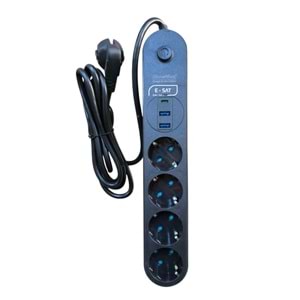 ShowMax 4625 4 lü 2 Metre 2*Usb 1*Type-C Termal Akım Korumalı Priz