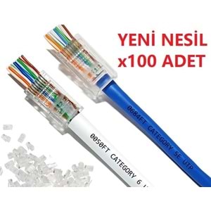 Alfanet Delikli 100 Adet Cat6 Konnektör
