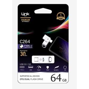 LinkTech C264 Premium Dual 30mb/s 64GB Tip-C USB OTG Flash Bellek