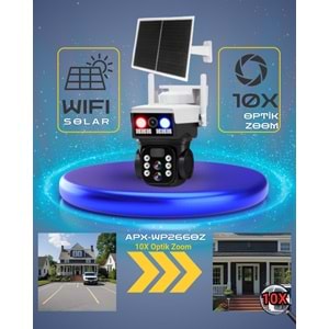Apronx Wp266 6Mp 3.6mm Solar Çift Kamera 12 Led Wifi PTZ v380