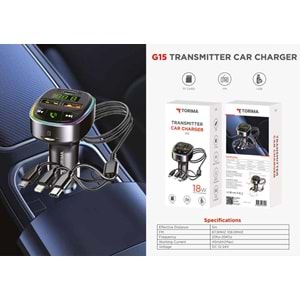 Torima G15 Fm Transmitter 18w Araç Şarj Adaptörü