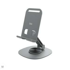 Bix TS01 Katlanabilir 360° Çok Açılı Yükseklik Ayarlı Metal Masaüstü Tablet iPad Tutucu Telefon Standı Gri