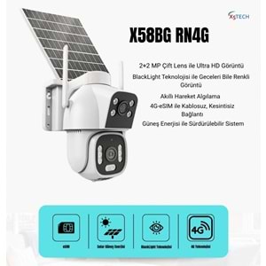 X5Tech X58BG-RN4G Çift Kameralı 2mp+2mp Solar Hieasy 4G Kamera