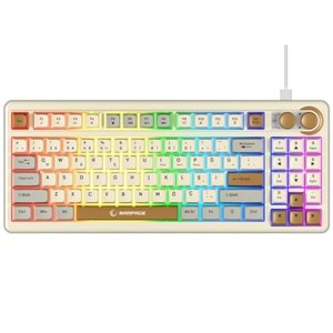 Rampage CYCLONE Krem/Kahverengi/Gri USB RGB Aydınlatmalı Q Kompakt Membran Oyuncu Oyuncu Klavyesi