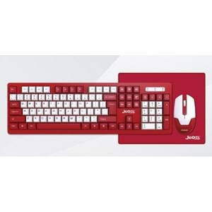 Jedel Ws737 Kırmızı Beyaz Kablosuz Klavye+Mouse+MousePad