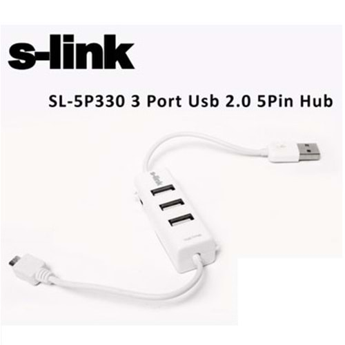 S-link SL-5P330 3 Port Usb 2.0 + 5Pin Mikro Kablo Hub