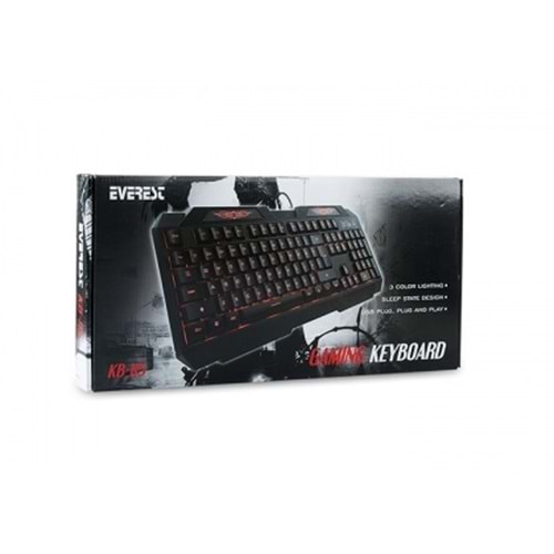 Everest KB-115 Siyah USB 3 Renk Aydınlatmalı Q Standart Gaming Klavye