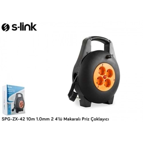 S-link SPG-ZX-4 10m 4'lü 1mm Grup Makaralı Priz