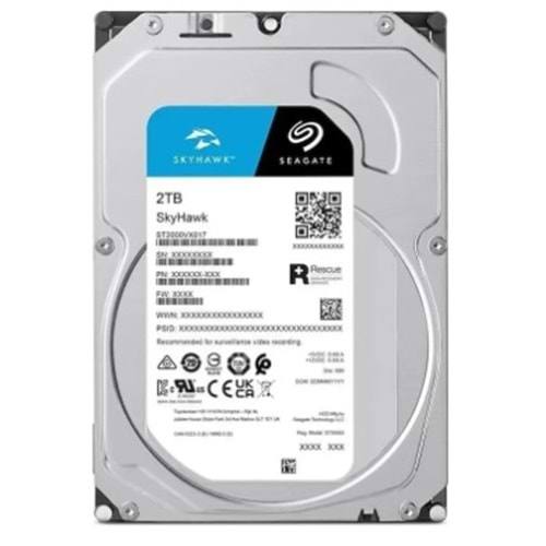 Seagate 2TB 3.5 Ast SKYHAWK SATA 5900RPM 256MB 7/24 GUVENLİK DİSKİ ST2000VX017