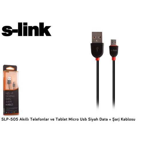 S-link SLP-505 Micro Usb Siyah Data + Şarj Kablosu Akıllı Telefonlar