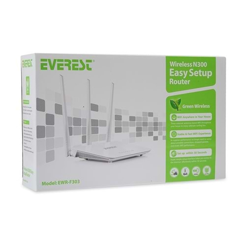 Everest EWR-F303 2.4GHz 300Mbps 1Wan + 3Lan Portlu Wireless Router