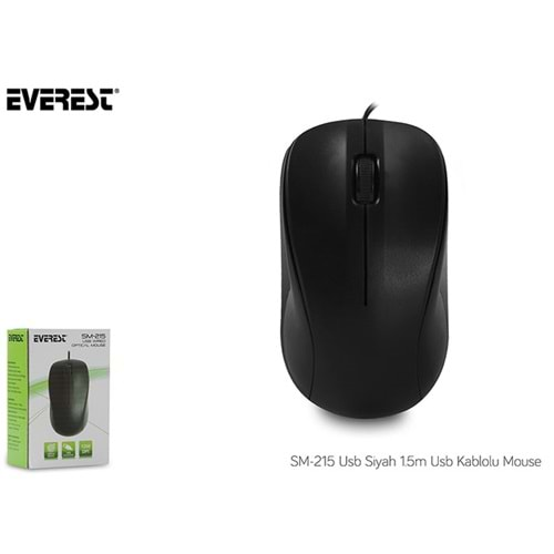 Everest SM-215 Usb Siyah 1.5m Usb Kablolu Mouse