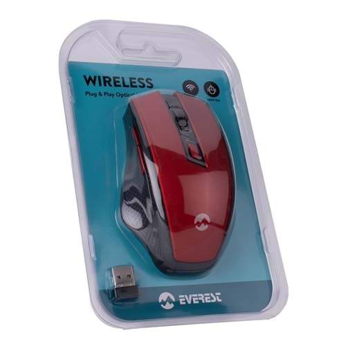 Everest SMW-777 Usb Siyah ve Kırmızı 2.4Ghz Optik Wireless Mouse