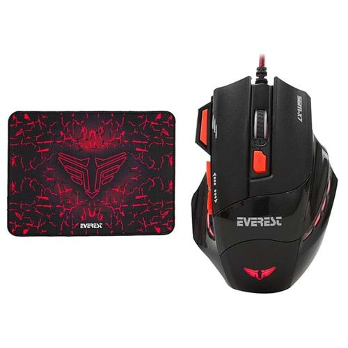 Everest SGM-X7 Usb Siyah Gaming Mouse Pad ve Oyuncu Mouse